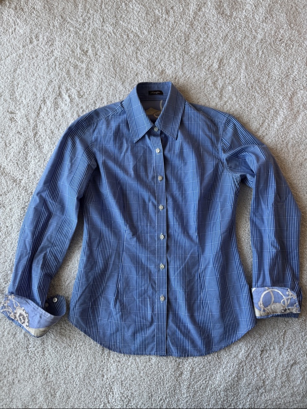 J. McLaughlin Blue Gingham Button Down Shirt